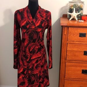 Classy Red Feather Patterned Dress
